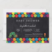 非常に空腹のキャタピラーチョークボード赤ちゃんシャワー 招待状 (正面)