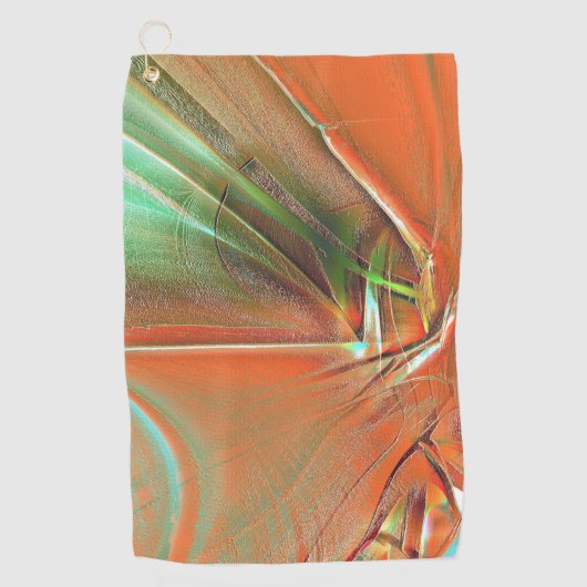 非常に粗いオレンジ色のデジタルテクスチャ、灰色の熟成 ゴルフタオル (正面)