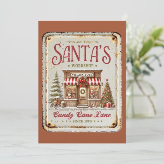 非常に素朴なサンタの工房 村のおもちゃ 1950 シーズンカード (スタンド正面)