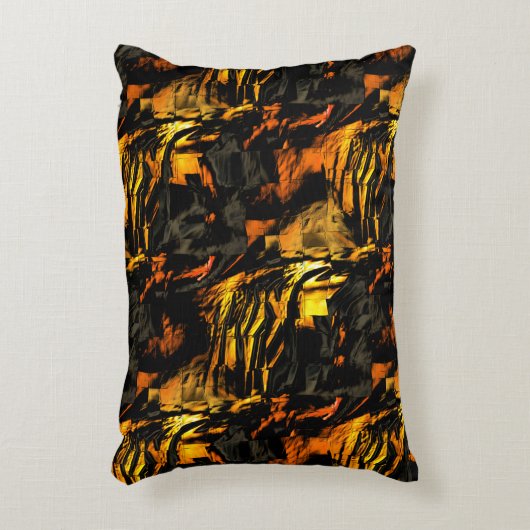 非常に素朴な燃えた黄金、抽象芸術モザイクスケッチ アクセントクッション (正面(垂直))