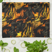 非常に素朴な燃えた黄金、抽象芸術モザイクスケッチ キッチンタオル (折り畳み)