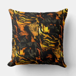 非常に素朴な燃えた黄金、抽象芸術モザイクスケッチ クッション