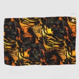 非常に素朴な燃えた黄金、抽象芸術モザイクスケッチ ゴルフタオル