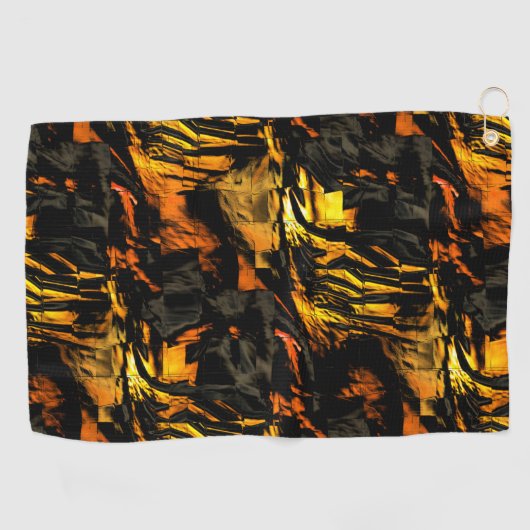 非常に素朴な燃えた黄金、抽象芸術モザイクスケッチ ゴルフタオル (横)