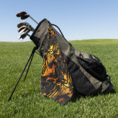 非常に素朴な燃えた黄金、抽象芸術モザイクスケッチ ゴルフタオル (グリーン)