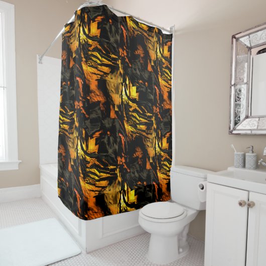 非常に素朴な燃えた黄金、抽象芸術モザイクスケッチ シャワーカーテン (インサイチュ)