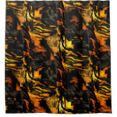 非常に素朴な燃えた黄金、抽象芸術モザイクスケッチ シャワーカーテン (正面)