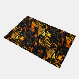 非常に素朴な燃えた黄金、抽象芸術モザイクスケッチ ドアマット