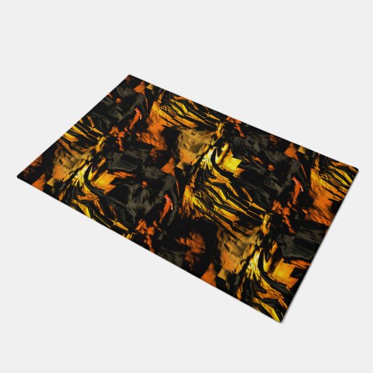 非常に素朴な燃えた黄金、抽象芸術モザイクスケッチ ドアマット (アングル)