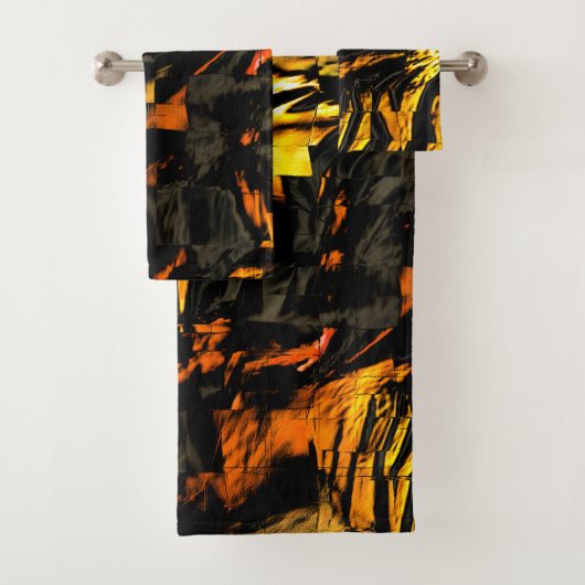 非常に素朴な燃えた黄金、抽象芸術モザイクスケッチ バスタオルセット (インサイチュ)