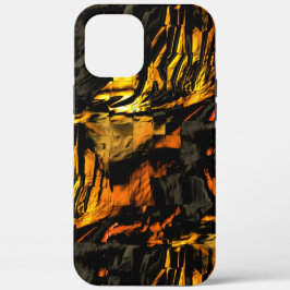 非常に素朴な燃えた黄金、抽象芸術モザイクスケッチ iPhone 12 PRO MAX ケース