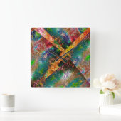 非常に素朴な色と無秩序なイメージレイヤ スクエア壁時計 (ホーム)