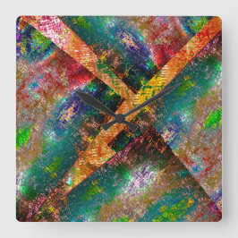 非常に素朴な色と無秩序なイメージレイヤ スクエア壁時計