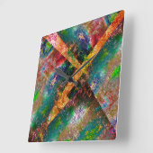 非常に素朴な色と無秩序なイメージレイヤ スクエア壁時計 (傾斜)