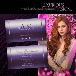 非常に紫エレガントの輝くラインストーンズモノグラム 名刺