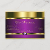 非常に紫エレガントの金ゴールドとラインストフェイクーン 名刺 (裏面)