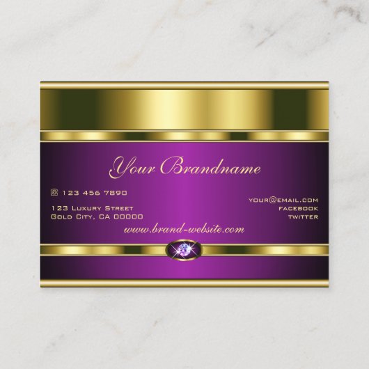 非常に紫エレガントの金ゴールドとラインストフェイクーン 名刺 (裏面)