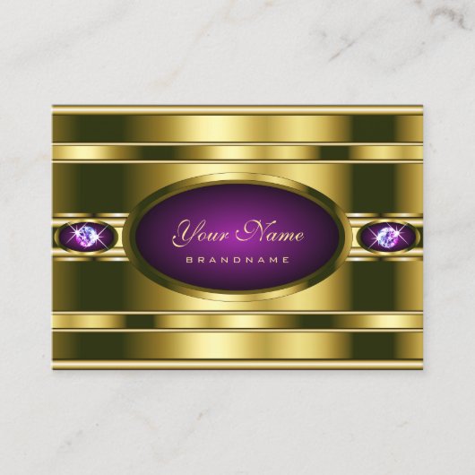 非常に紫エレガントの金ゴールドとラインストフェイクーン 名刺 (正面)