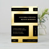 非常に組織化された幾何学的ブロック結婚写真実在の 箔招待状 (立ち正面)