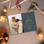 非常に結婚したクリスマスのスクリプト緑の金ゴールド 箔シーズンカード<br><div class="desc">Aシンプルデザインのヘミニマルッダード読は新しく結婚したすべてのクリスマス</div>