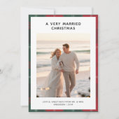 非常に結婚したクリスマスのビーチ写真 シーズンカード (正面)