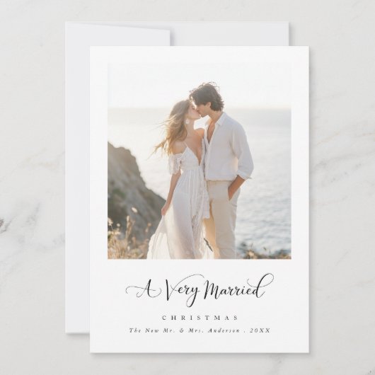 非常に結婚したクリスマスの台本の沿岸写真 シーズンカード (正面)