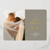 非常に結婚したクリスマスの台本の金ゴールド 箔シーズンカード (正面)