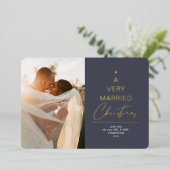 非常に結婚したクリスマススクリプトの青い銀 箔シーズンカード (立ち正面)