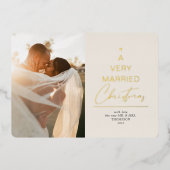 非常に結婚したクリスマススクリプトアイボリー金ゴールド 箔シーズンカード (正面)