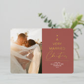 非常に結婚したクリスマススクリプト赤金ゴールド 箔シーズンカード (立ち正面)