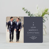 非常に結婚したクリスマスブルーの銀 箔シーズンカード (立ち正面)