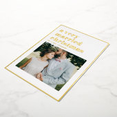 非常に結婚したクリスマスモダンの写真結婚 箔シーズンカード (回転した状態)