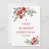非常に結婚した休日のフローラ結婚の発表 カード (正面)