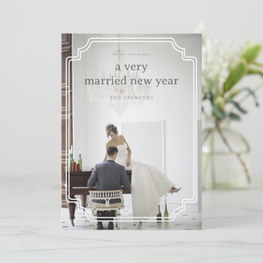 非常に結婚した新しい年 | 新婚ホリデー写真 シーズンカード (スタンド正面)
