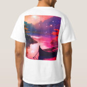 非常に美しいプリントの絵を描夕日 Tシャツ (裏面)