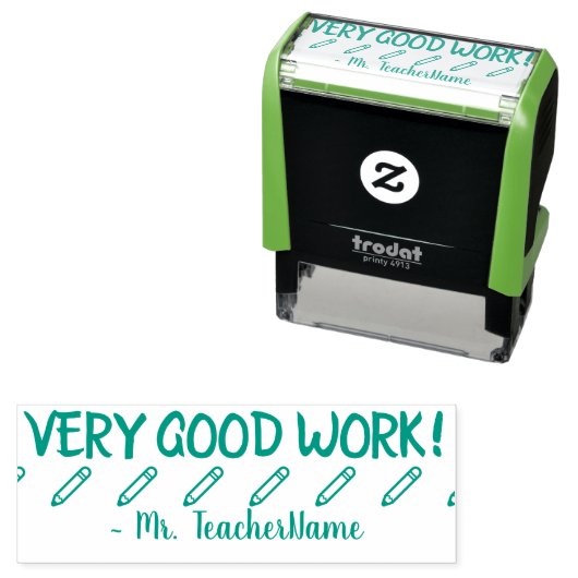 "非常に良い仕事!" +インストラクター名ゴム印 セルフインキングスタンプ (インサイチュ)