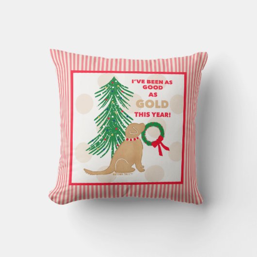 非常に良い金ゴールドドッグクリスマス装飾用クッション クッション (正面)