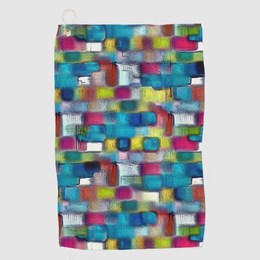 非常に色付きの正方形の形状のデジタルラフなテクスチャ ゴルフタオル (正面)