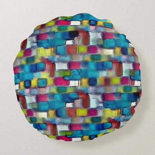 非常に色付きの正方形の形状のデジタルラフなテクスチャ ラウンドクッション (裏面)