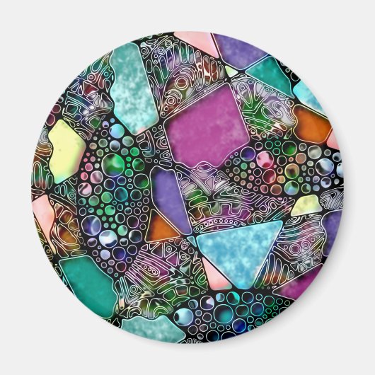 非常に色彩豊かに抽象的な形のアート11 マグネット (正面)