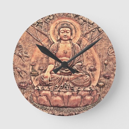 非常に詳しい銅の仏 ラウンド壁時計 (正面)