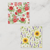非常に詳細なシームレスな花のパター鮮やかン， r スクエア名刺 (正面/裏面)