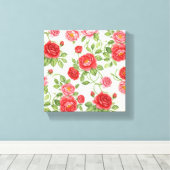 非常に詳細なシームレスな花柄 キャンバスプリント (インサイチュ (ウッドフロア))