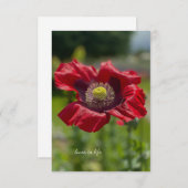 非常に開いた赤いポピー ノートカード (正面/裏面)