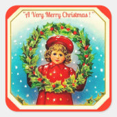 非常に陽気なクリスマスのシール スクエアシール (正面)