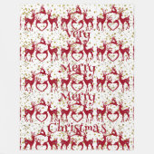 非常に陽気なクリスマスのトナカイ赤い北欧スカンディア フリースブランケット (正面)