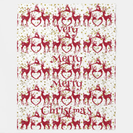 非常に陽気なクリスマスのトナカイ赤い北欧スカンディア フリースブランケット