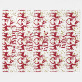 非常に陽気なクリスマスのトナカイ赤い北欧スカンディア フリースブランケット (正面(横))