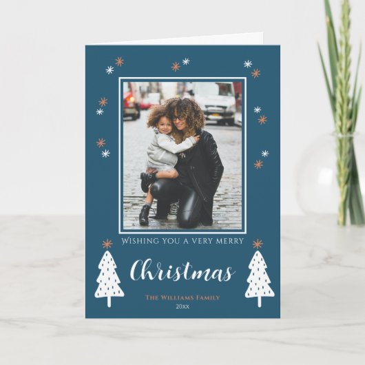 非常に陽気なクリスマスのドードルの木の写真モダン シーズンカード (正面)