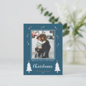 非常に陽気なクリスマスのドードルの木の写真モダン シーズンポストカード (スタンド正面)